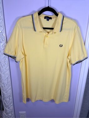 Fred Perry Men’s Yellow Polo with Twin-Tip Collar